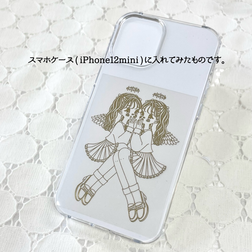 箔押しクリアステッカー-天使ちゃん