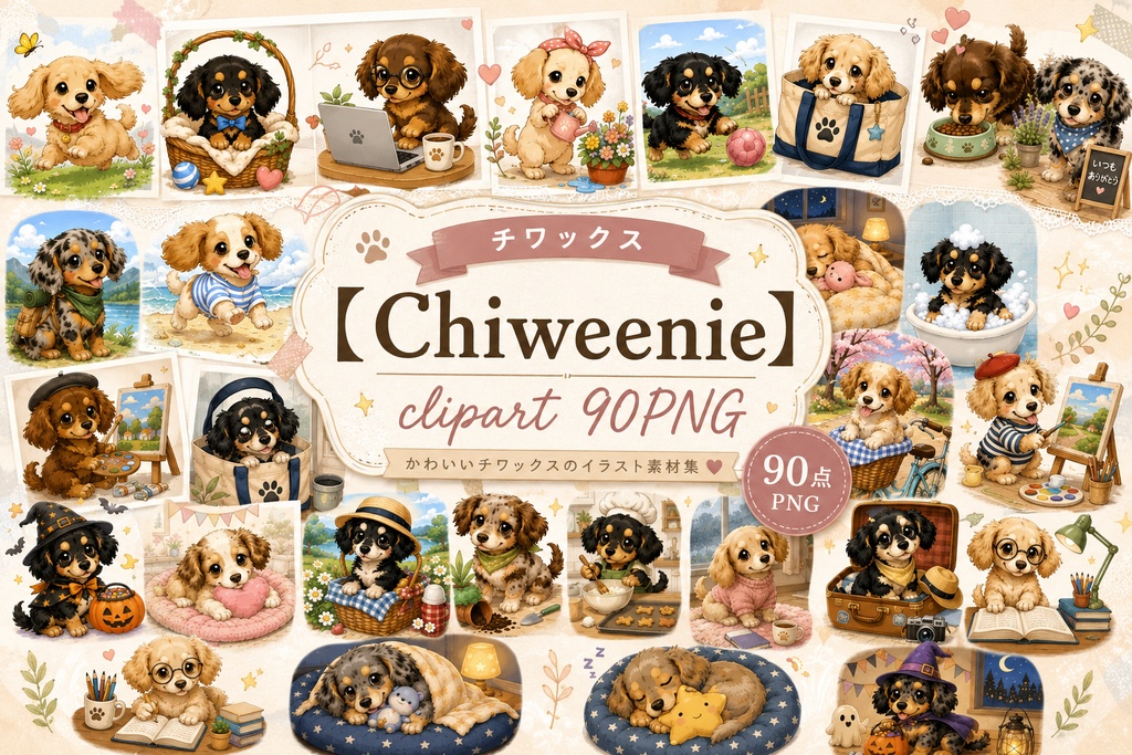 【chiweenie clipart 90pug】チワックス×キャラクター