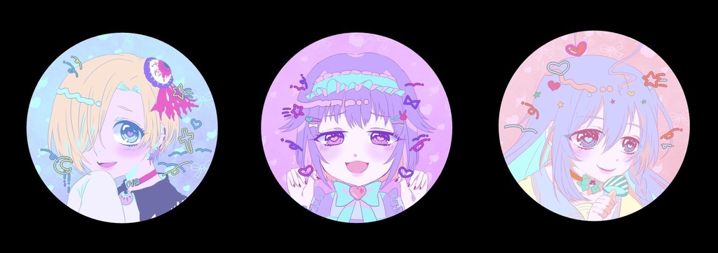 カワイイボクと142's ホログラムキャンディ風ハート缶バッチ