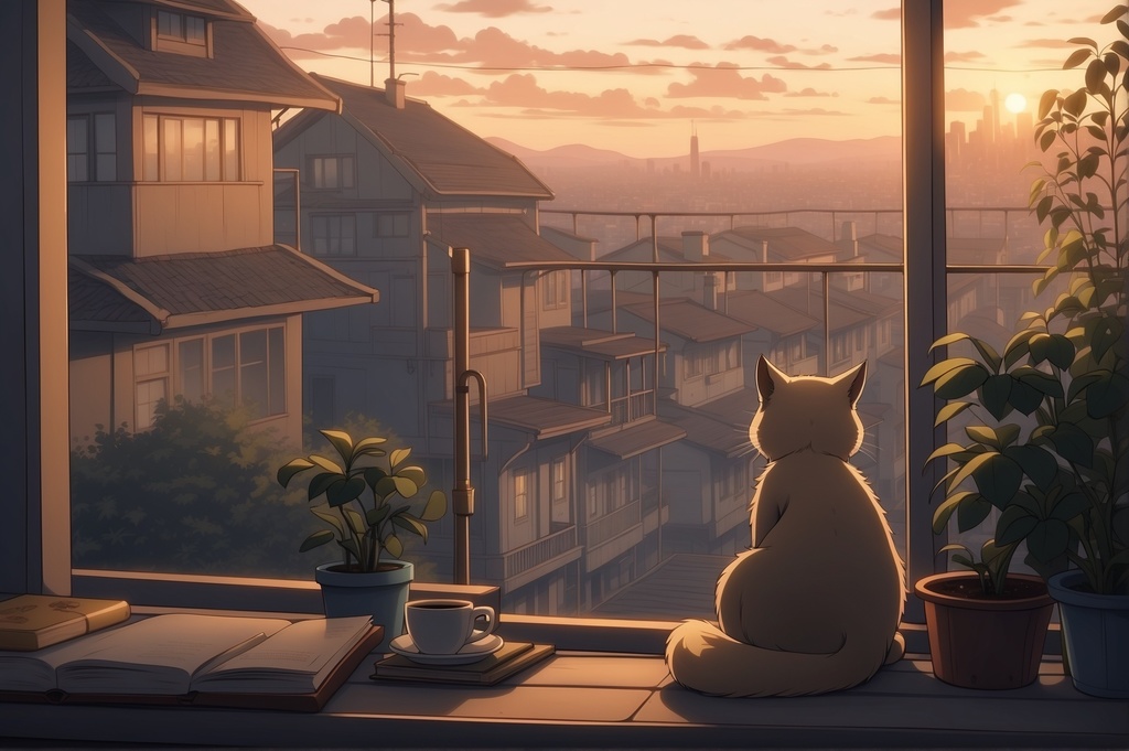 夕焼け空に雲