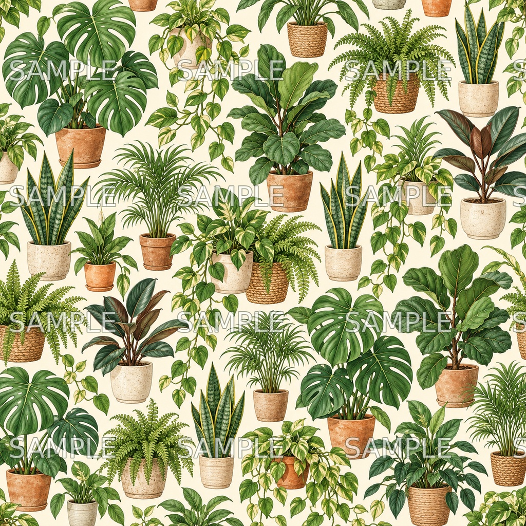 観葉植物のグリーン柄｜デジタルペーパー1枚