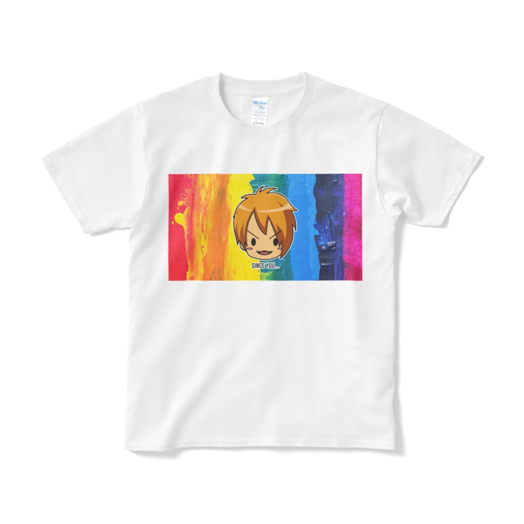 しんすくん顔面Tシャツレインボー