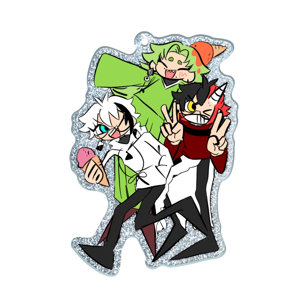 カートゥーンっぽいうちの子達のラメアクキー