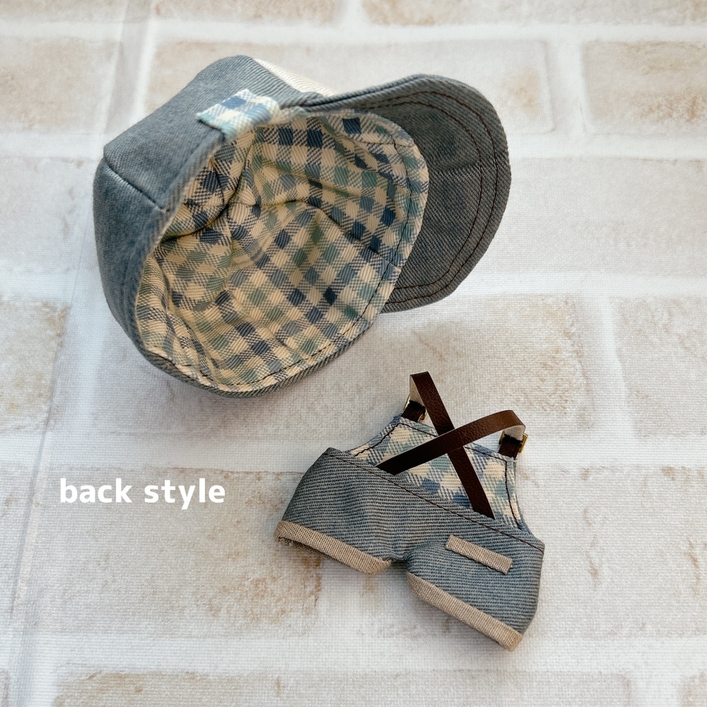 【12cm】デニムキャップ&サロペ