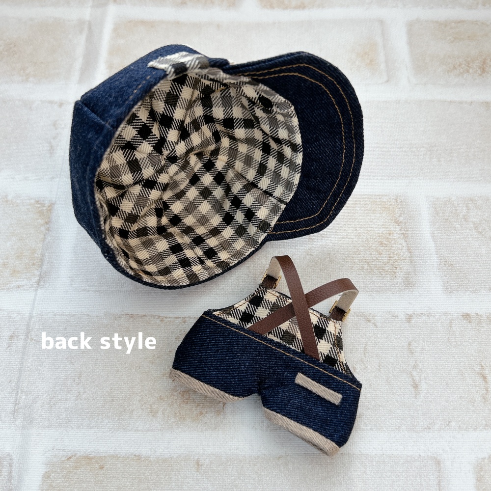 【12cm】デニムキャップ&サロペ