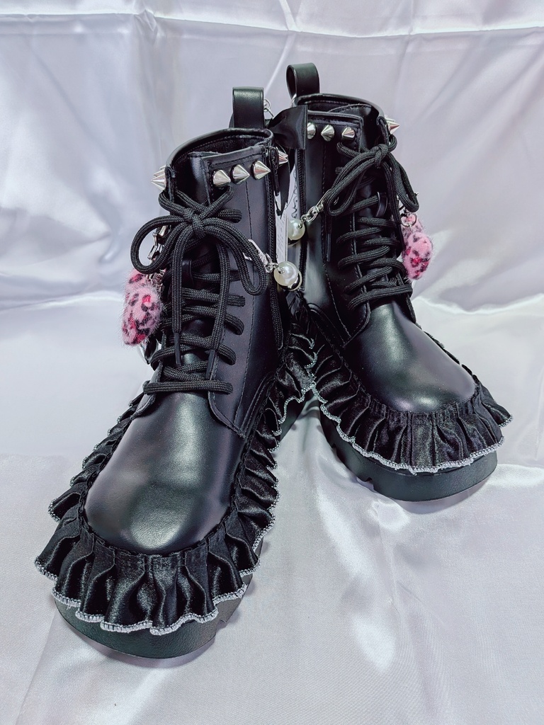 Pink Leopard Heart Boots【Mサイズ 23.5㎝】【Y2K リメイクブーツ】