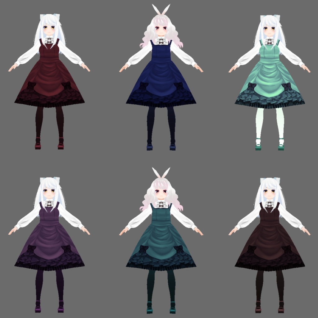 【Vroid】リボンワンピース(無料有)