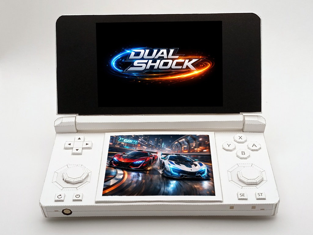 携帯ゲーム機ペーパークラフトテンプレート PDF SVG | ポータブルゲーム機 | ローポリゴン | レトロゲーム | インテリア