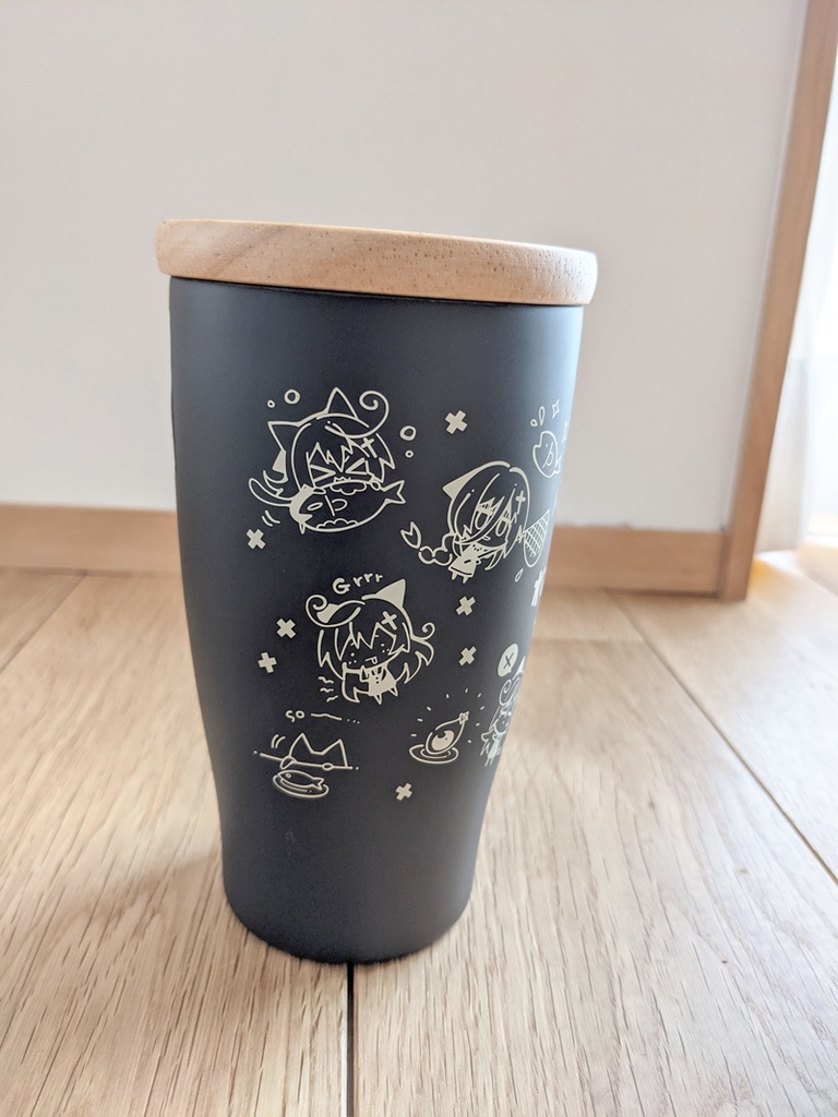 ねこ憑きっす!ウッドキャップステンレスタンブラー【黒】