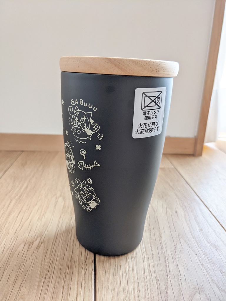 ねこ憑きっす!ウッドキャップステンレスタンブラー【黒】