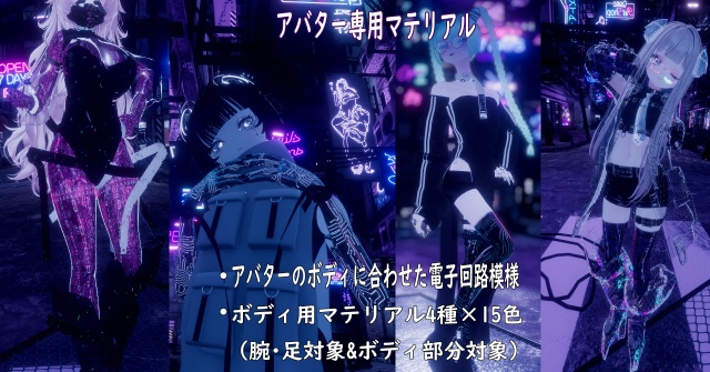 【16アバター対応&汎用/マテリアル付】Cyber body Material