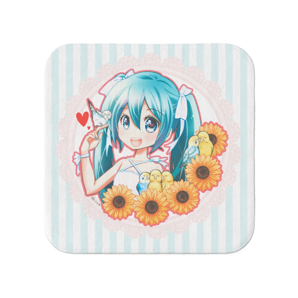 ミクさんとインコたちミニタオル