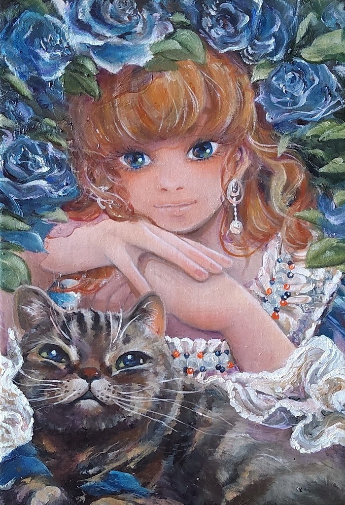 絵画。原画キャンバスF10【すべてのかわいい猫は世界で完璧な贈り物 ...