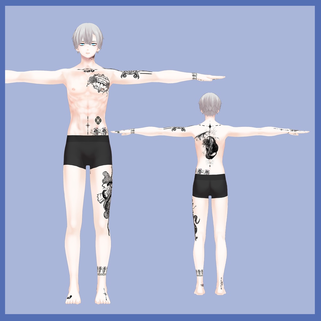 【VRChat】 Tattoo, タトゥー、刺青、イレーズ味を出せる、みんなのタトゥーテクスチャー