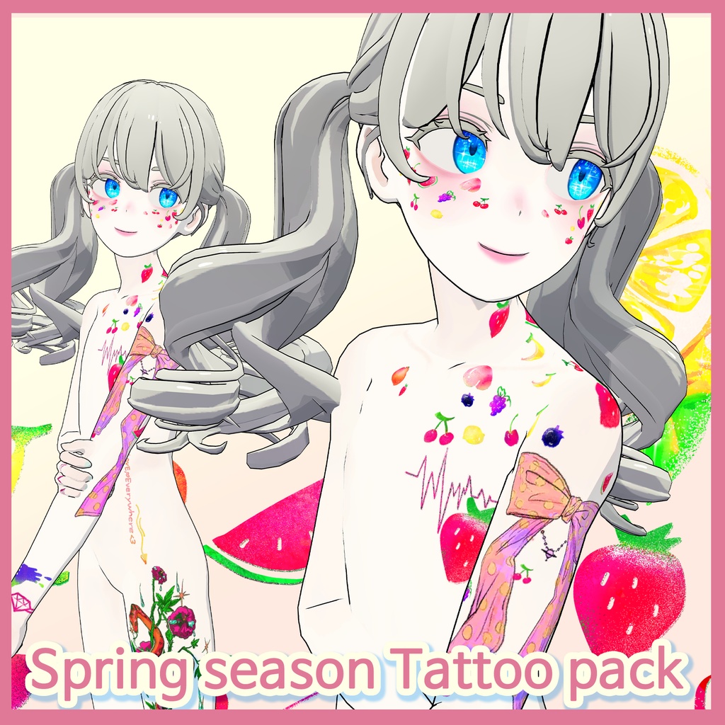 【VRChat】 Tattoo Texture Package for Spring Season / タトゥー、刺青、イレーズミーな感じを出せるみんなの春シーズンタトゥーテクスチャー