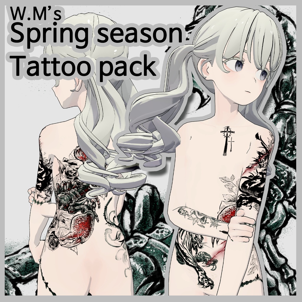 【VRChat】 Tattoo Texture Package for Spring Season / タトゥー、刺青、イレーズミーな感じを出せるみんなの春シーズンタトゥーテクスチャー