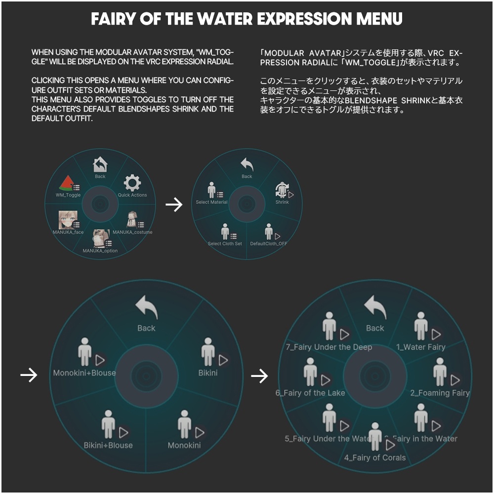 +8 Avatar ! 【VRChat】 swimsuit 🐬 水中の妖精 / Fairy of the Water / 페어리 오브 더 워터🐬 for Shinano, Milltina, Manuka, Lavie, Milfy, Airi, Karin, Marycia