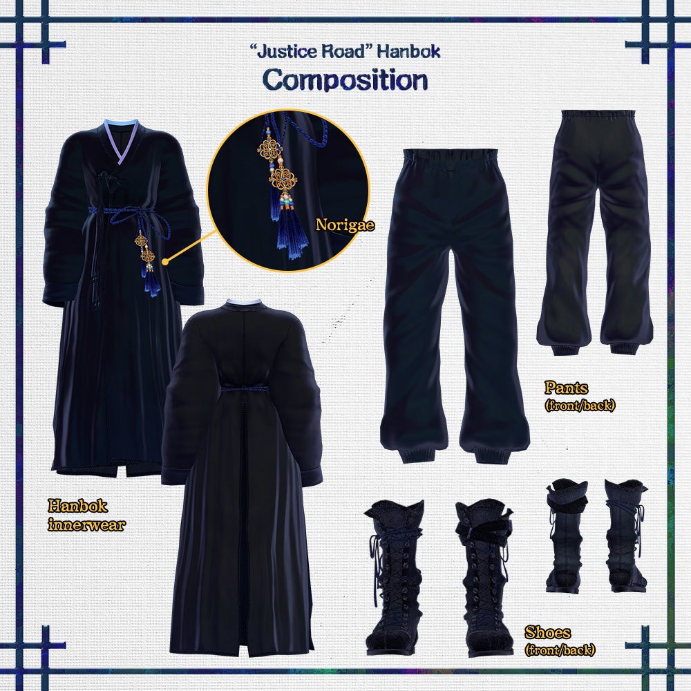 +5 Avatar !【VRChat】 "正義の道"韓服 / "Justice Road" Hanbok / "정의의 길" 한복 | for Minase, Hanka, Komano, Shinano, Manuka