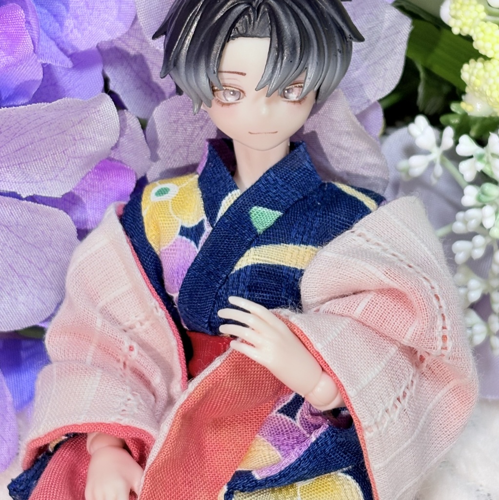 ドール用浴衣/紫陽花