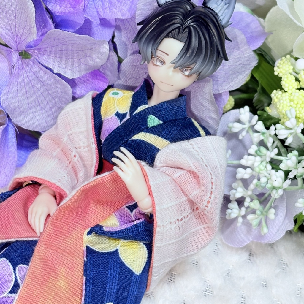 ドール用浴衣/紫陽花