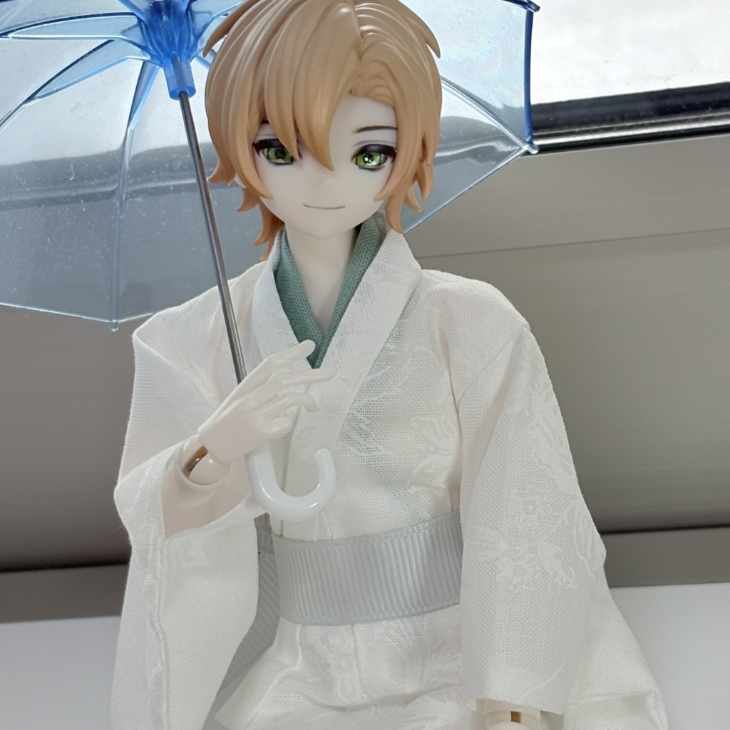 ドール用・着物(浴衣)/白柄