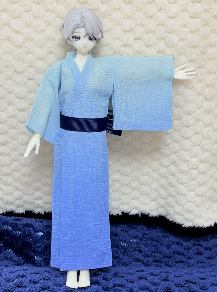 ドール用・着物(浴衣)/水色グラデ