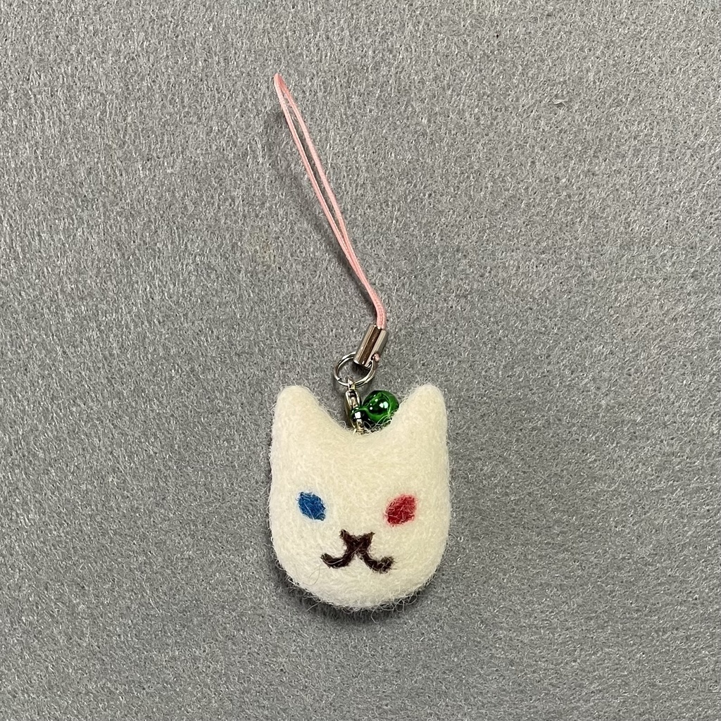 ネコねこストラップ(オッドアイ白猫)