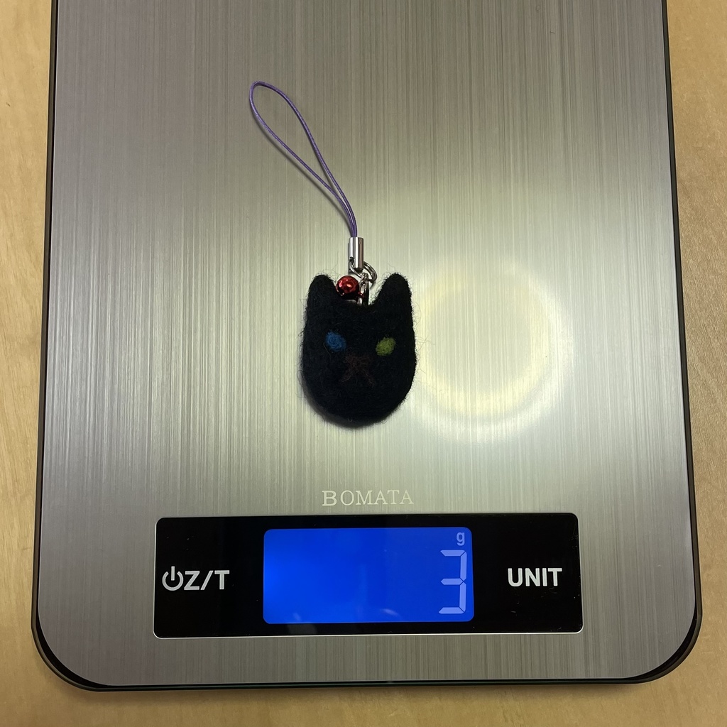 ネコねこストラップ(黒オッドアイ)