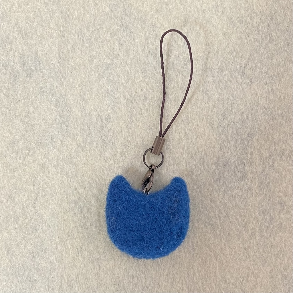 ネコねこストラップ(青緑オッドアイ)