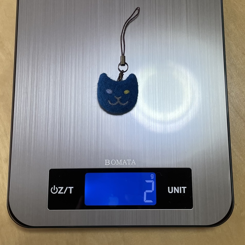 ネコねこストラップ(青緑オッドアイ)