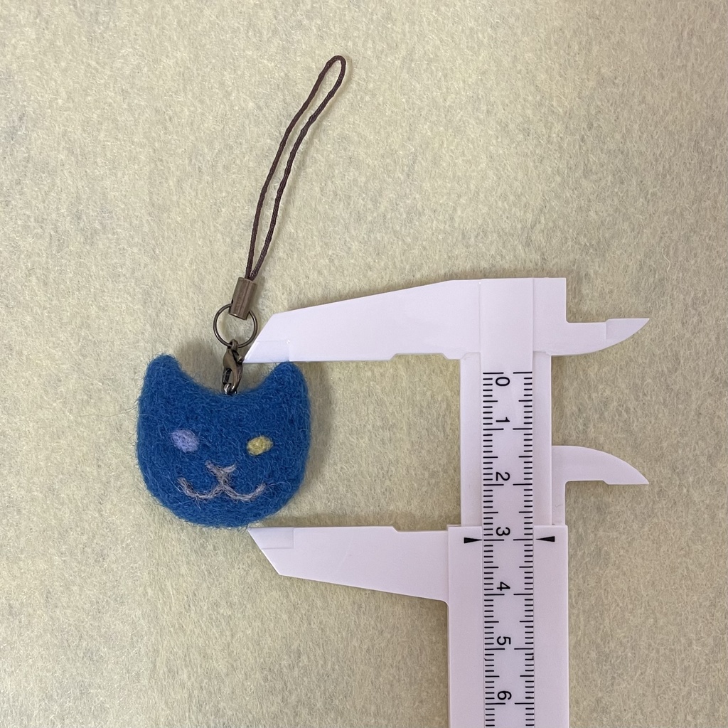 ネコねこストラップ(青緑オッドアイ)