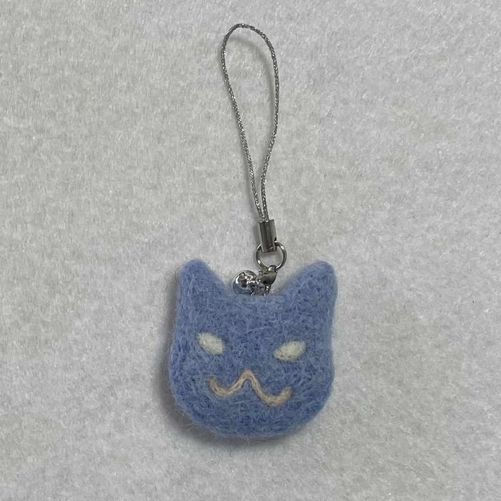 ネコねこストラップ(ブルー白目)