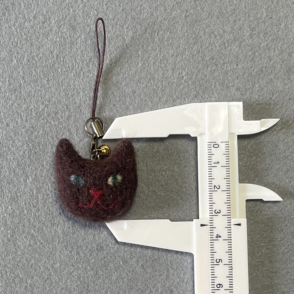 ネコねこストラップ(こげ茶オッドアイ)