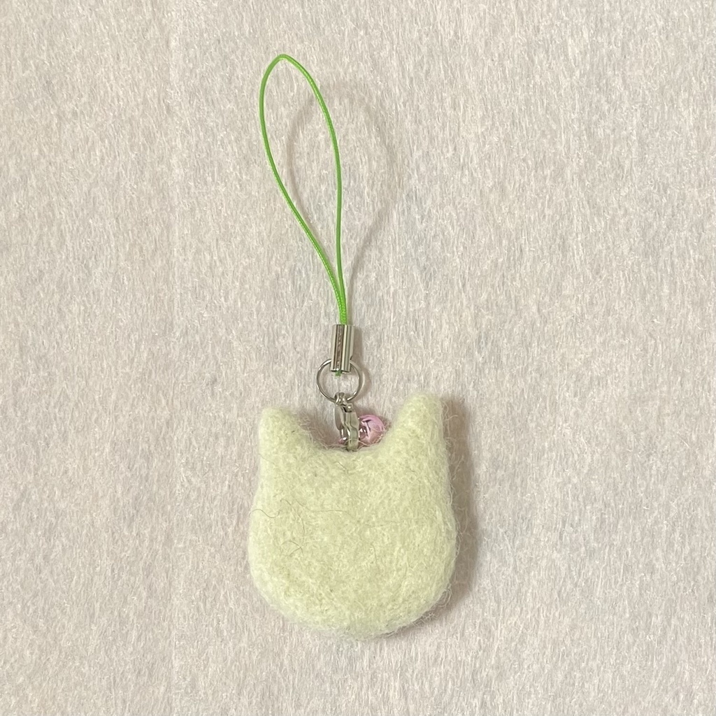 ネコねこストラップ(オフホワイト・オッドアイ)