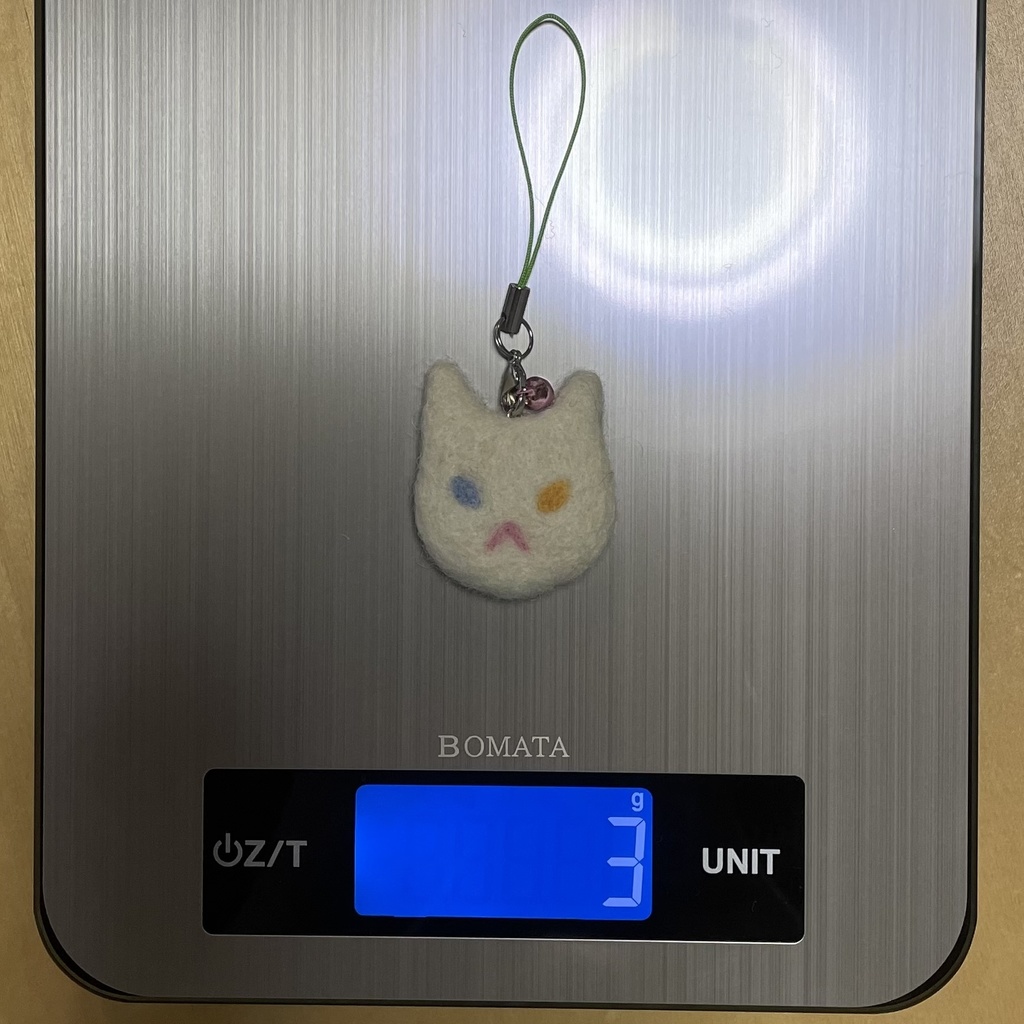 ネコねこストラップ(オフホワイト・オッドアイ)