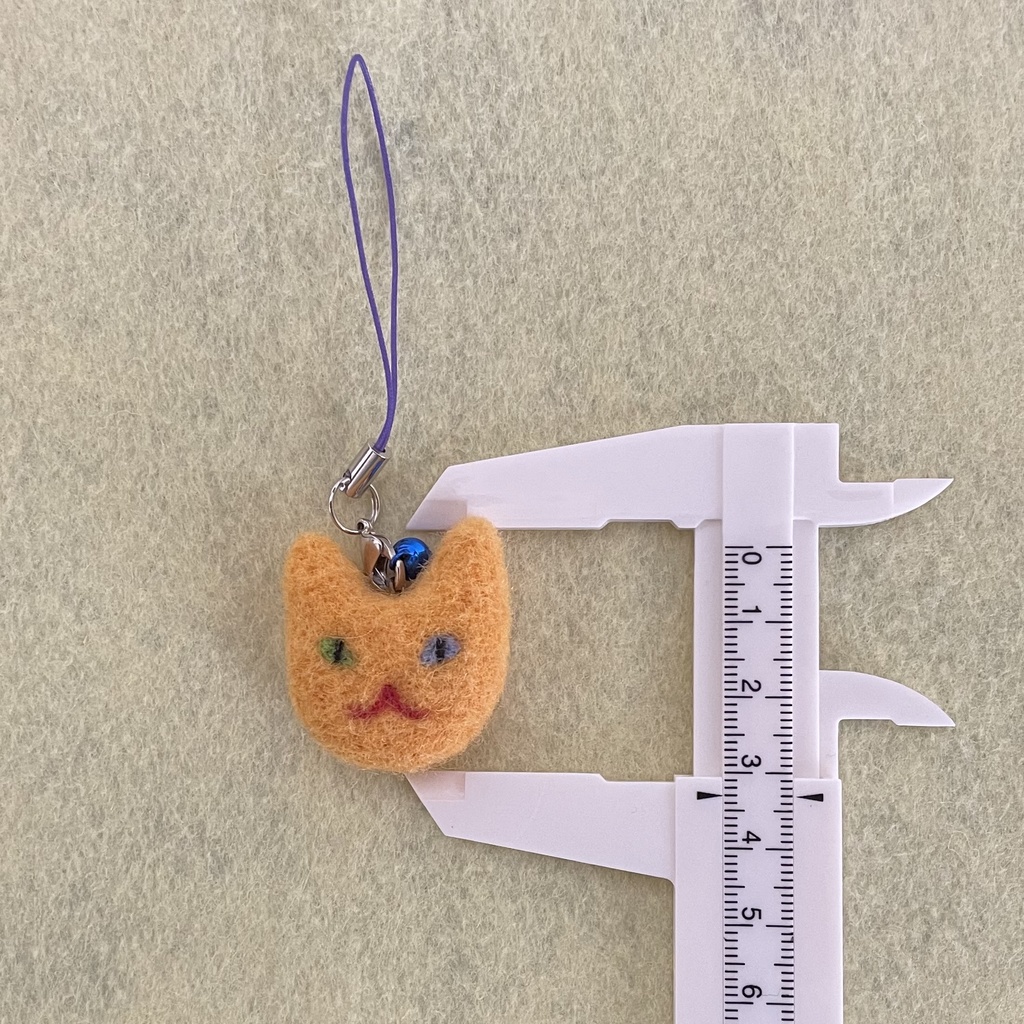 ネコねこストラップ(オレンジ・オッドアイ)