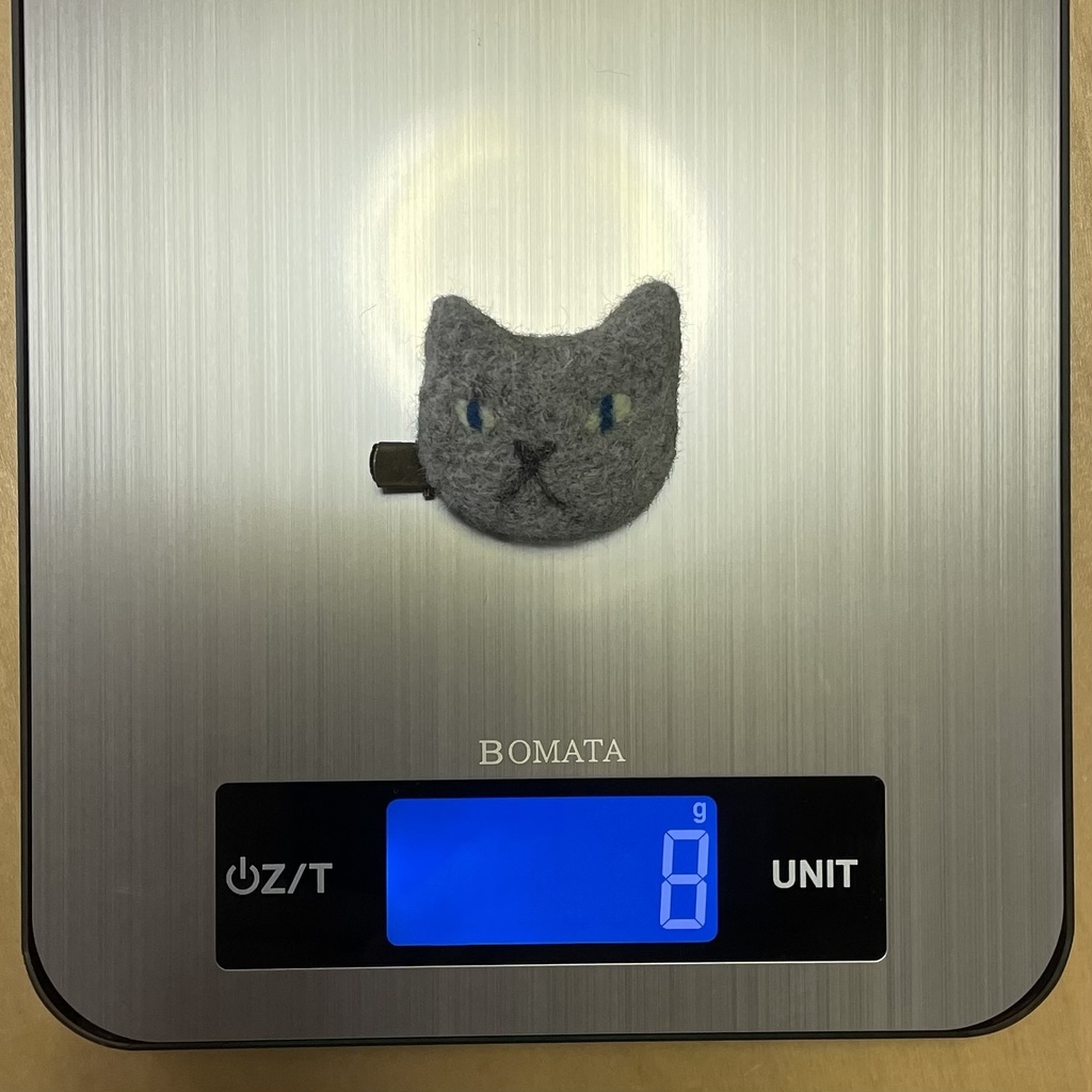 ネコねこピンズ&クリップ(グレー横向き)