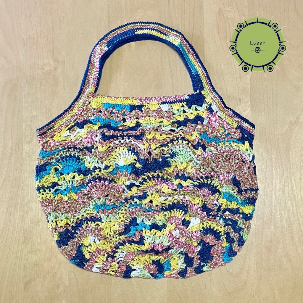 【 Lieer 】パイナップル模様Bag (藍イエロー)