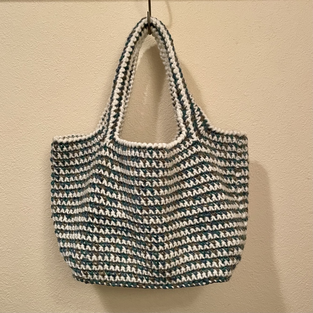 【 Lieer 】異素材組み合わせトートBag(ダークグリーンホワイト)