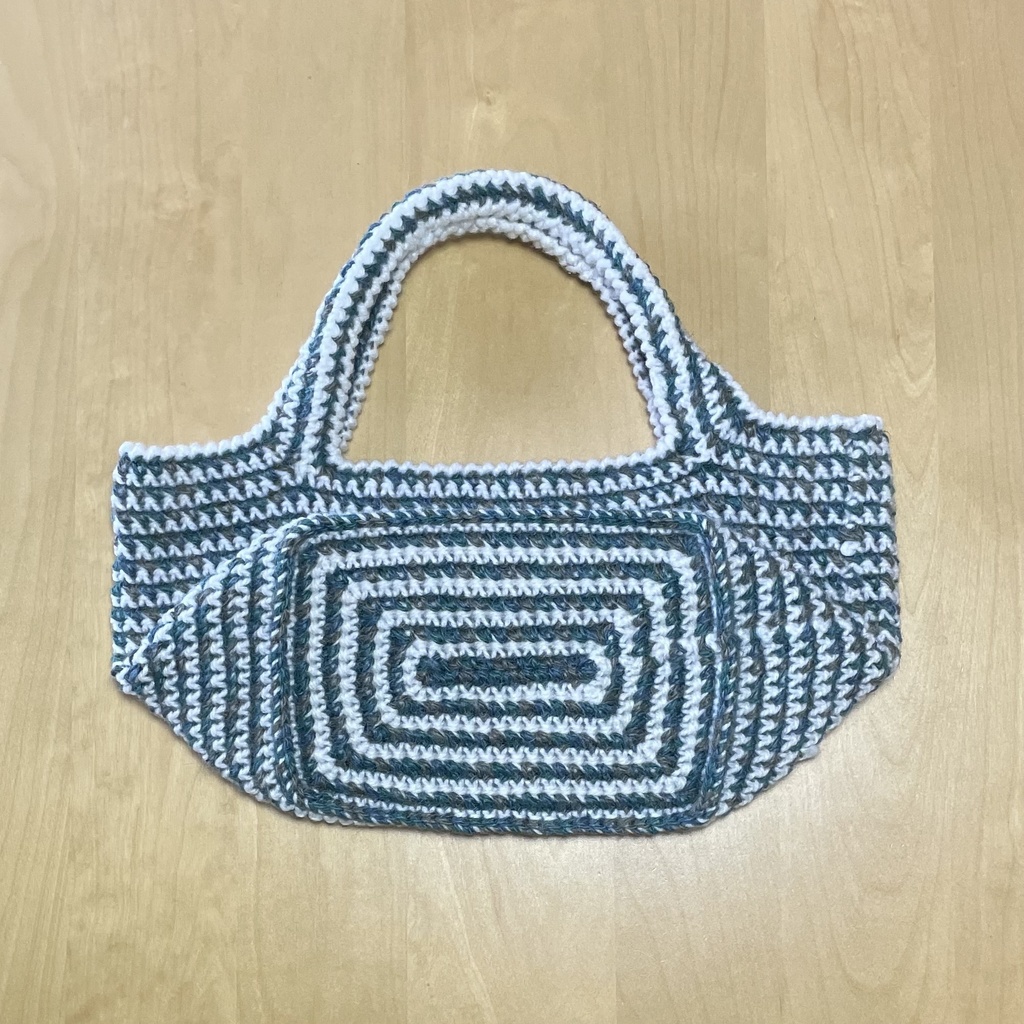 【 Lieer 】異素材組み合わせトートBag(ダークグリーンホワイト)