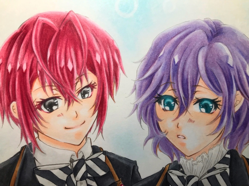 同人手描きイラスト ツイステ リドル エペル A4