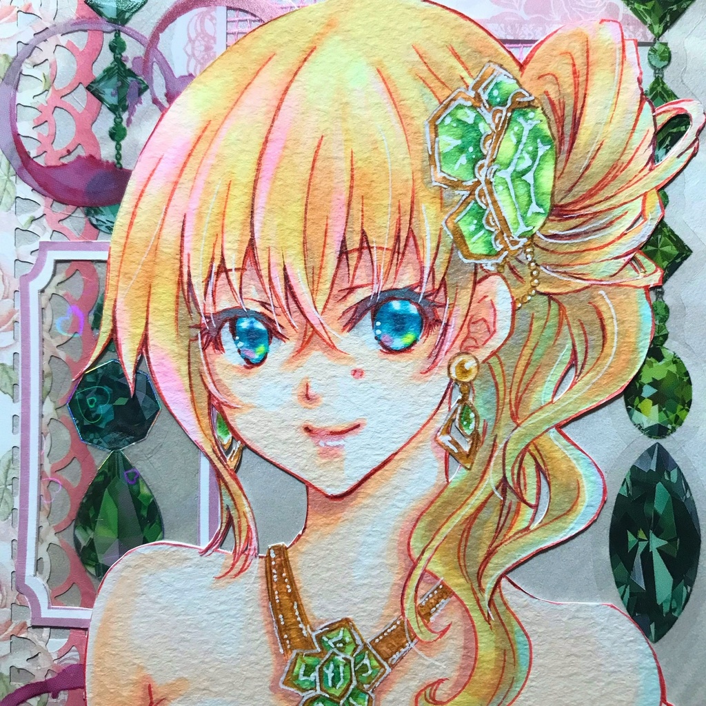 手描き イラスト　emerald