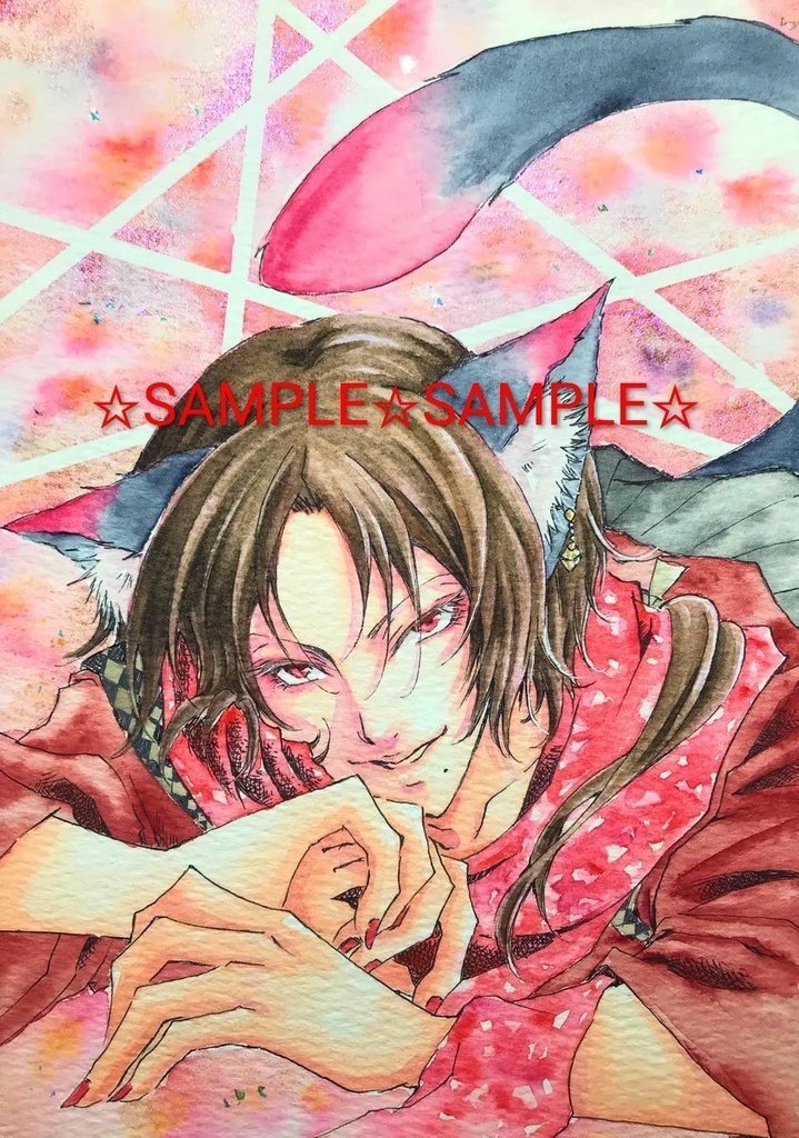 刀剣乱舞 手描きイラスト  原画 加州清光 【にゃんこシリーズ】