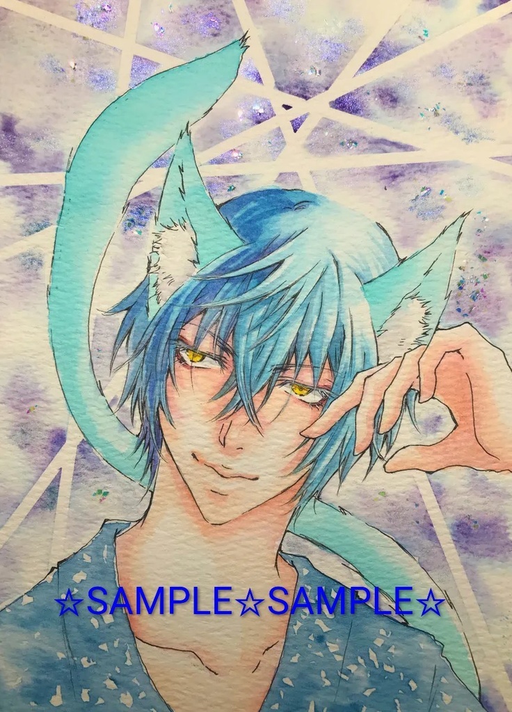 刀剣乱舞 手描きイラスト 原画 【にゃんこシリーズ】 一期一振