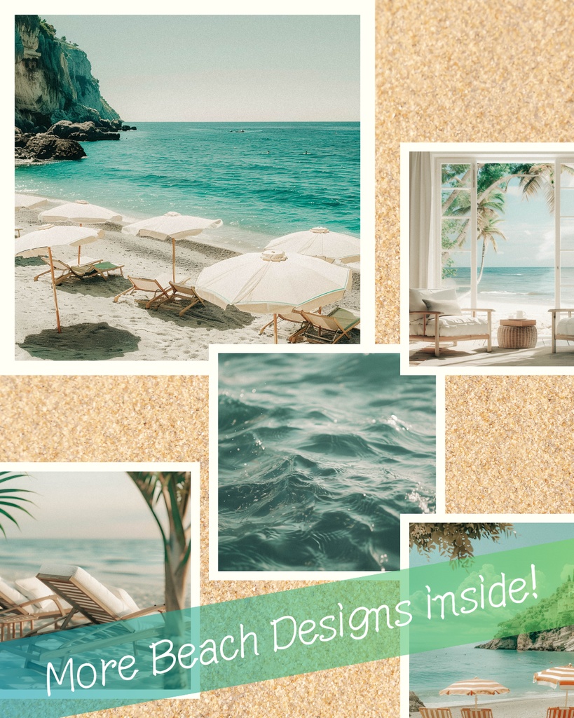 Blue×Beach Pack(再販OK /Canva対応テンプレート50枚セット/PLR・MRR付き)