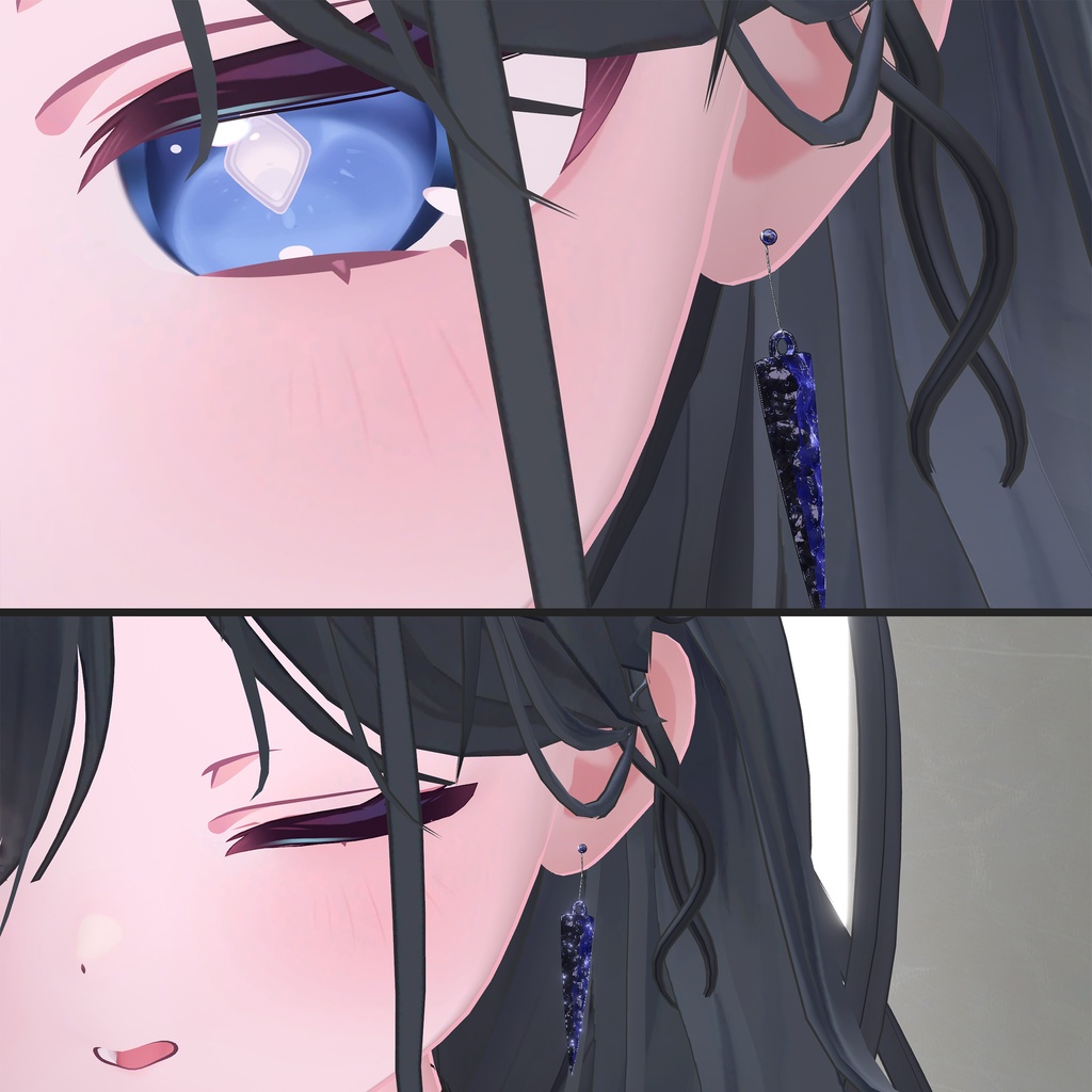 【3Dモデル】水晶ピアス