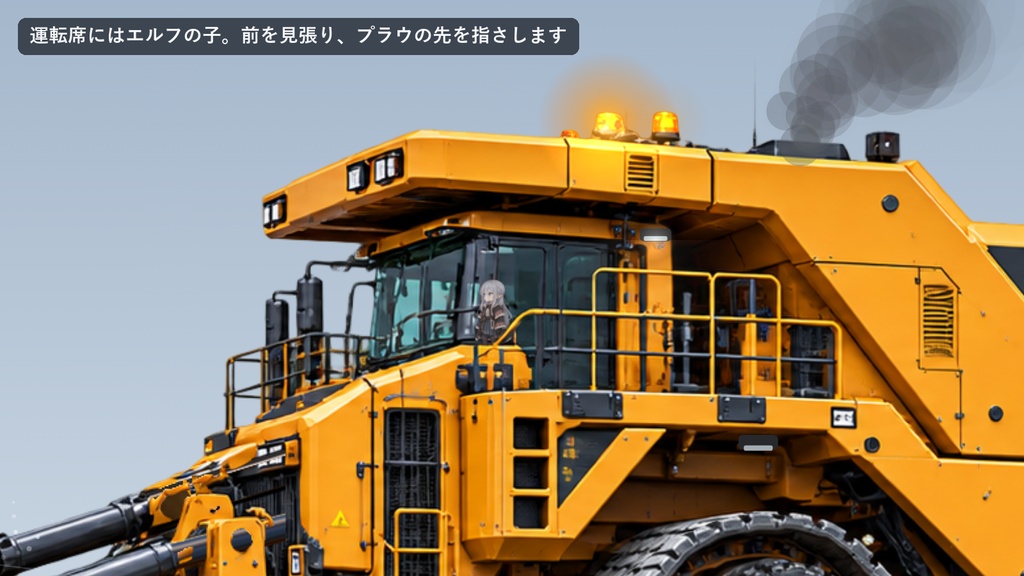 デスクトップ除雪メガクローラー|巨大な三角クローラーの除雪車がV字プラウで雪をかき分ける、Windows常駐ソフト