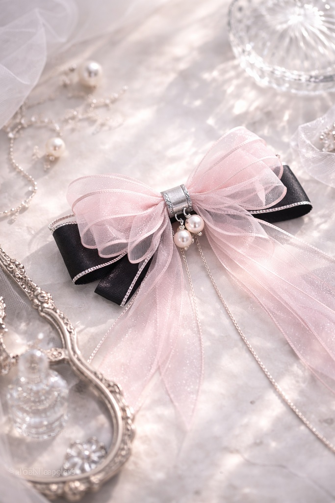 Pink Noir Ribbon – 透明感エレガントビジュアル5枚セット