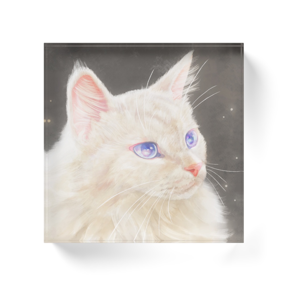 アクリルブロック / 白ねこ