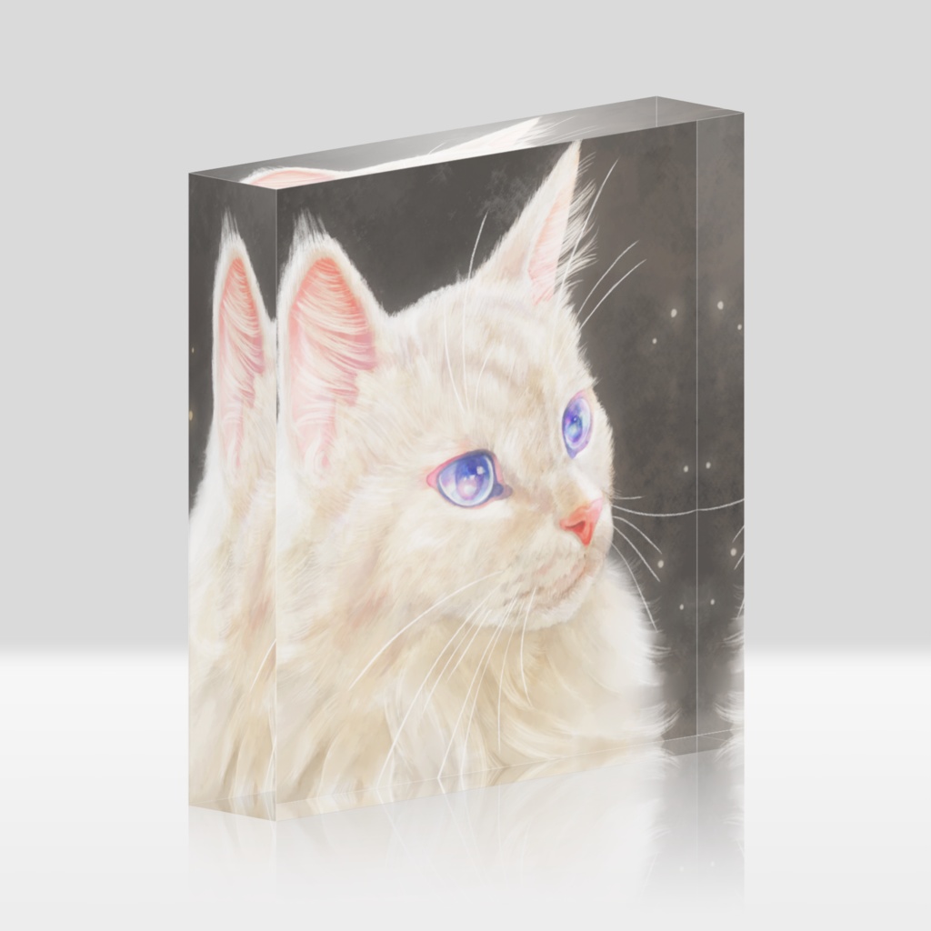 アクリルブロック / 白ねこ